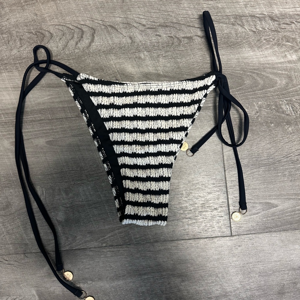 NWOT Striped Black and White Bikini Bottom